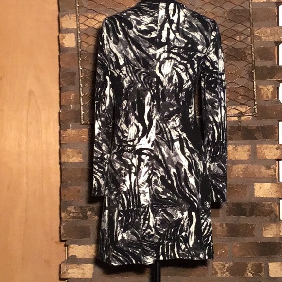 Chetta B sweater dress long sleeve black gray white splash pattern 2 - Picture 4 of 7